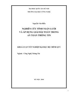 Khóa luận Nghiên cứu tính toán lưới và áp dụng giải bài toán trong an toàn thông tin