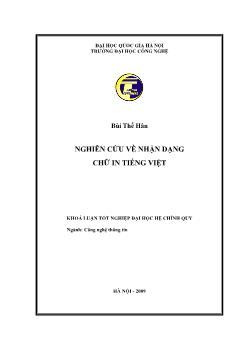 Khóa luận Nghiên cứu về nhận dạng chữ in Tiếng Việt
