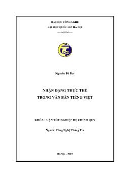 Khóa luận Nhận dạng thực thể trong văn bản tiếng việt