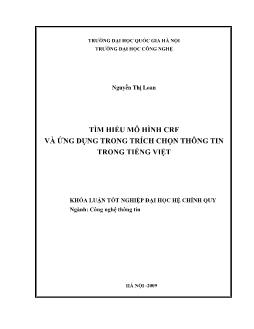 Khóa luận Tìm hiểu mô hình CRF và ứng dụng trong trích chọn thông tin trong Tiếng Việt