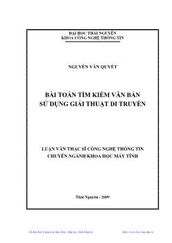 Luận văn Bài toán tìm kiếm văn bản sử dụng giải thuật di truyền