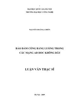 Luận văn Bảo đảm công bằng luồng trong các mạng AD HOC không dây