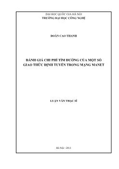 Luận văn Đánh giá chi phí tìm đường của một số giao thức định tuyến trong mạng manet