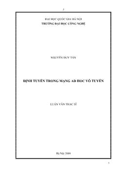 Luận văn Định tuyến trong mạng ad hoc vô tuyến