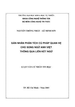 Luận văn Gán nhãn phân tích cú pháp quan hệ cho song ngữ Anh-Việt thông qua liên kết ngữ