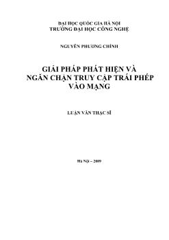 Luận văn Giải pháp phát hiện và ngăn chặn truy cập trái phép vào mạng