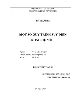 Luận văn Một số quy trình suy diễn trong hệ mờ