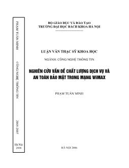 Luận văn Nghiên cứu vấn đề chất lượng mạng dịch vụ và an toàn bảo mật trong mạng WIMAX
