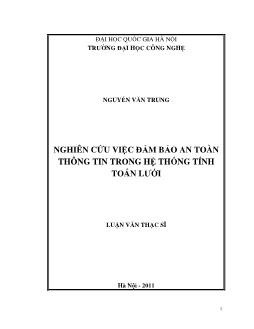 Luận văn Nghiên cứu việc đảm bảo an toàn thông tin trong hệ thống tính toán lưới