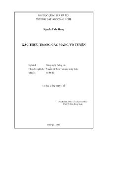 Luận văn Xác thực trong các mạng vô tuyến