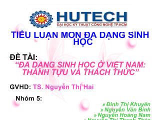 Tiểu luận Đa dạng sinh học ở Việt Nam; thành tựu và thách thức