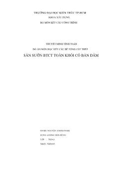 Đồ án Thuyết minh tính toán môn học kết cấu bê tông cốt thép sàn sườn bê tông cốt thép toàn khối có bản dầm