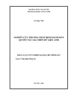 Khóa luận Nghiên cứu phương pháp định danh bản quyền tác giả trên dữ liệu ảnh