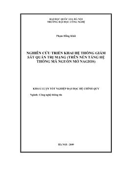 Khóa luận Nghiên cứu triển khai hệ thống giám sát quản trị mạng (trên nền tảng hệ thống mã nguồn mở nagios)