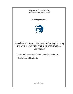 Khóa luận Nghiên cứu xây dựng hệ thống quản trị khách hàng dựa trên phần mềm mã nguồn mở