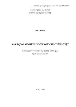 Khóa luận Xây dựng mô hình ngôn ngữ cho Tiếng Việt