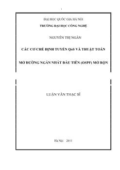 Luận văn Các cơ chế định tuyến qos và thuật toán mở đường ngắn nhất đầu tiên (ospf) mở rộng