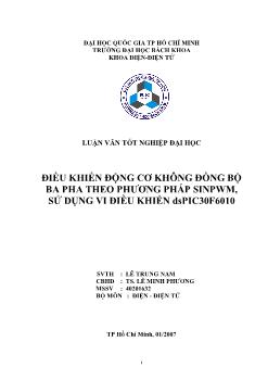 Luận văn Điều khiển động cơ không đồng bộ 3 pha theo phương pháp SinPWM, sử dụng vi điều khiển dsPIC30F6010