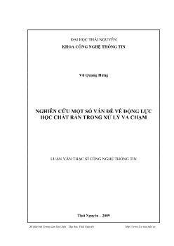 Luận văn Nghiên cứu một số vấn đề về động lực học chất rắn trong xử lý va chạm