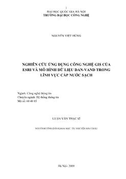 Luận văn Nghiên cứu ứng dụng công nghệ gis của esri và mô hình dữ liệu dan-vand trong lĩnh vực cấp nước sạch