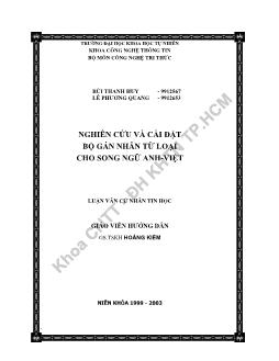 Luận văn Nghiên cứu và cài đặt bộ gán nhãn từ loại cho song ngữ Anh-Việt