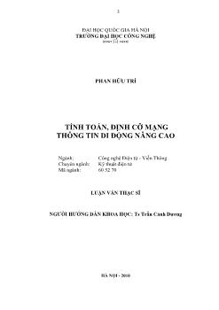 Luận văn Tính toán, định cỡ mạng thông tin di động nâng cao