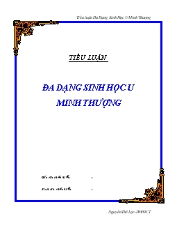 Tiểu luận Đa dạng sinh học U Minh Thượng