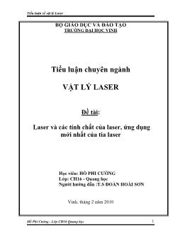 Tiểu luận laser laser và các tính chất của laser, ứng dụng mới nhất của tia laser