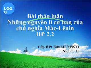 Bài thảo luận những nguyên lý cơ bản của chủ nghĩa Mác lê -Nin HP2.2