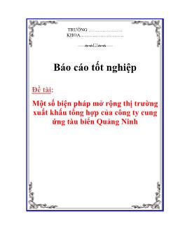 Báo cáo Tìm hiểu một số biện pháp mở rộng thị trường xuất khẩu tổng hợp của công ty cung ứng tàu biển Quảng Ninh