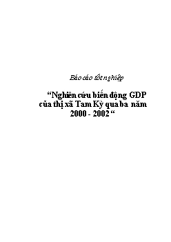 Báo cáo Tốt nghiệp Nghiên cứu biến động GDP của thị xã Tam Kỳ qua ba năm 2000 - 2002