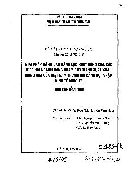 Đề tài Giải pháp nâng cao năng lực hoạt động của hiệp hội ngành hàng nhằm đẩy mạnh xuất khẩu hàng hóa của Việt Nam trong bối cảnh hội nhập kinh tế quốc tế