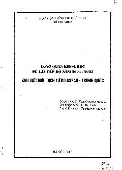 Đề tài Khu vực mậu dịch tự do Asean- Trung Quốc