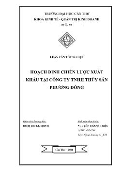 Luận văn Hoạch định chiến lược xuất khẩu tại công ty TNHH thủy sản Phương Đông