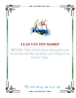 Luận văn Một số biện pháp nhằm phát triển thị trường tiêu thụ sản phẩm của Công ty Cao Su Sao Vàng