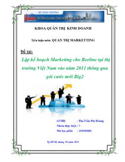 Tiểu luận Lập kế hoạch marketing cho Beeline tại thị trường Việt Nam vào năm 2011 thông qua gói cước mới Big2