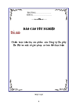 Báo cáo Chiến lược tiêu thụ sản phẩm của Công ty Da giầy Hà Nội và một số giải pháp cơ bản để thực hiện