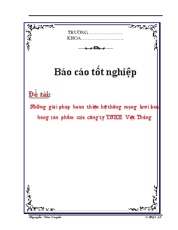 Báo cáo Những giải pháp hoàn thiện hệ thống mạng lưới bán hàng sản phẩm của công ty TNHH Việt Thắng