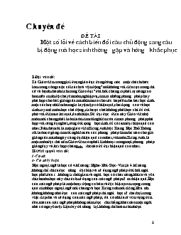 Chuyên đề Một số lỗi về cách biến đổi câu chủ động sang câu bị động mà học sinh thường gặp và hướng khắc phục