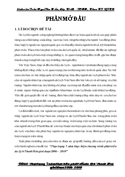 Đề tài Thực trạng 5 năm thực hiện chương trình phát triển du lịch Thanh Hóa giai đoạn 2006 – 2010