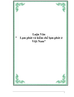 Luận văn Lạm phát và kiềm chế lạm phát ở Việt Nam