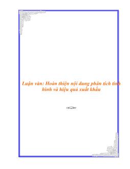 Luận văn Quá trình hoàn thiện nội dung phân tích tình hình và hiệu quả xuất khẩu