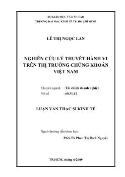 Luận văn Thạc sĩ Nghiên cứu lý thuyết hành vi trên thị trường chứng khoán Việt Nam