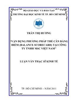 Luận văn Vận dụng phương pháp thẻ cân bằng điểm (balance scorecard) tại công ty TNHH MSC Việt Nam