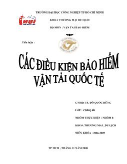 Tiểu luận Các điều kiện bảo hiểm vận tải quốc tế