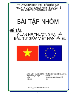 Đề tài Quan hệ thương mại và đầu tư giữa Việt Nam và EU