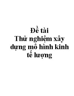 Đề tài Thử nghiệm xây dựng mô hình kinh tế lượng