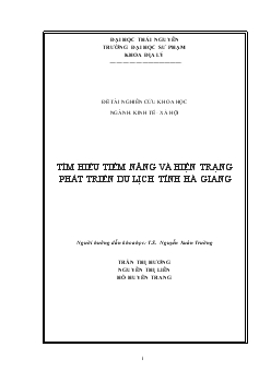 Đề tài Tìm hiểu tiềm năng và hiện trạng phát triển du lịch tỉnh Hà Giang