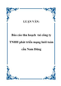 Luận văn Báo cáo thu hoạch tai công ty TNHH phát triển mạng lưới toàn cầu Nam Dũng
