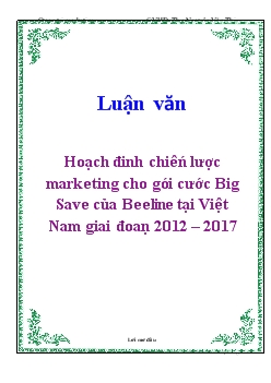 Luận văn Hoạch định chiến lược marketing cho gói cước Big Save của Beeline tại Việt Nam giai đoạn 2012 - 2017